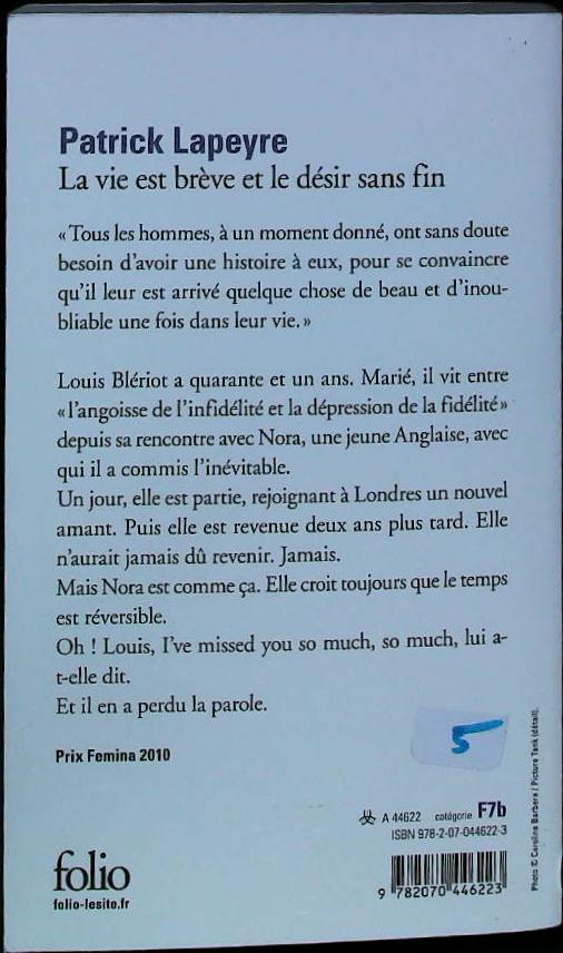 La vie est brève et le désir sans fin : livres pas cher d'occasion, de seconde main de l'association Lire et Créer