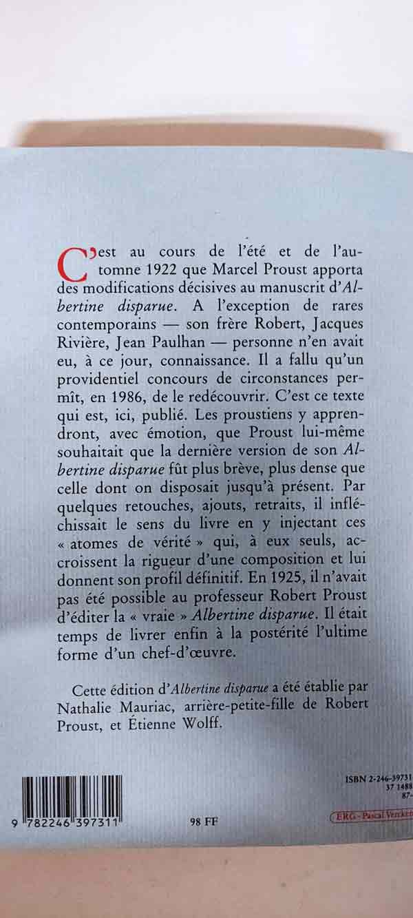 Albertine disparue : livres pas cher d'occasion, de seconde main de l'association Lire et Créer