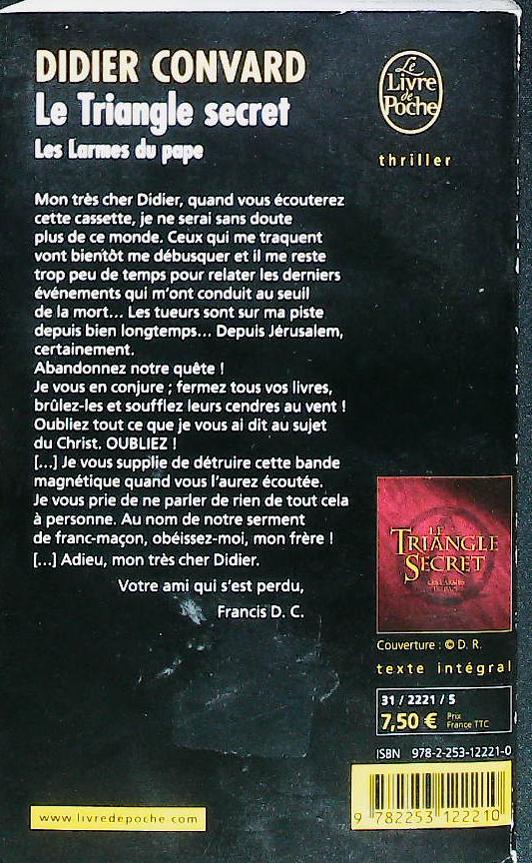 Le triangle secret: les larmes du pape : livres pas cher d'occasion, de seconde main de l'association Lire et Créer