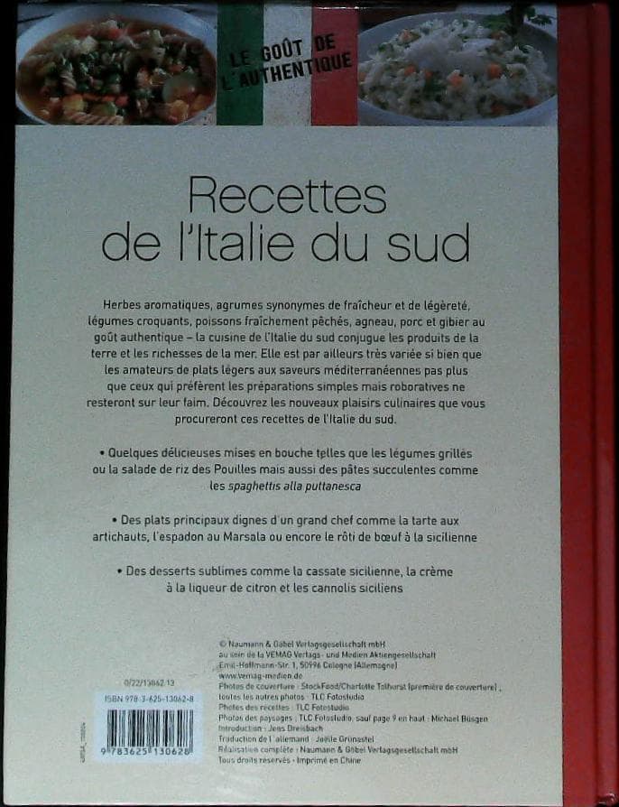 cuisine italienne / recettes de l'italie du sud : livres pas cher d'occasion, de seconde main de l'association Lire et Créer